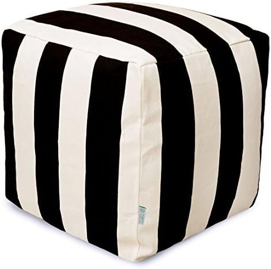 Black Vertical Stripe Indoor / Outdoor Bean Bag Ottoman Pouf Cube 17\u0026#34; L x 17\u0026#34; W x 17\u0026#34; H